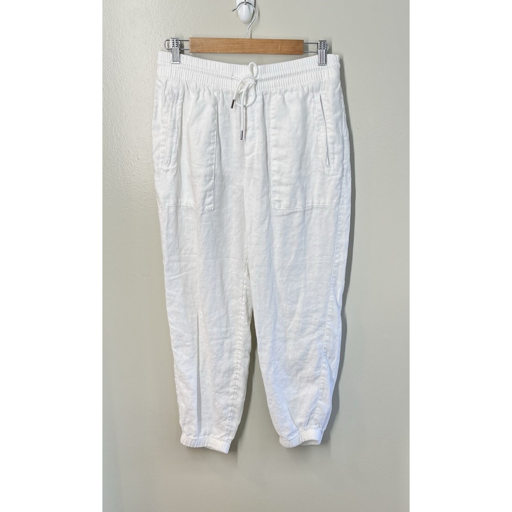 ATHLETA Cabo Linen Jogger White Sz 6P Vacation Resort Beach Coastal